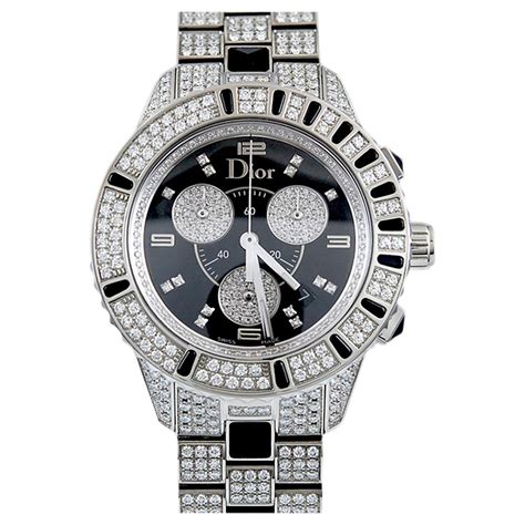 diamond dior watch leather|diamond studded watches.